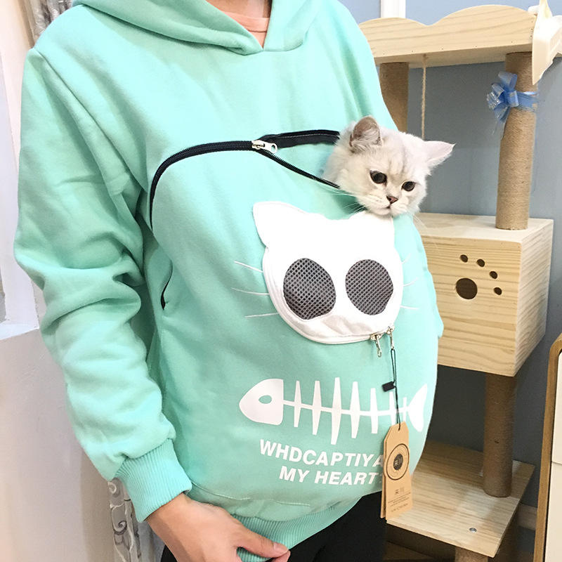 Animal Cat Dog Pet Lovers Cuddle Pouch Hoodie With Zip Kangaroo Pocket