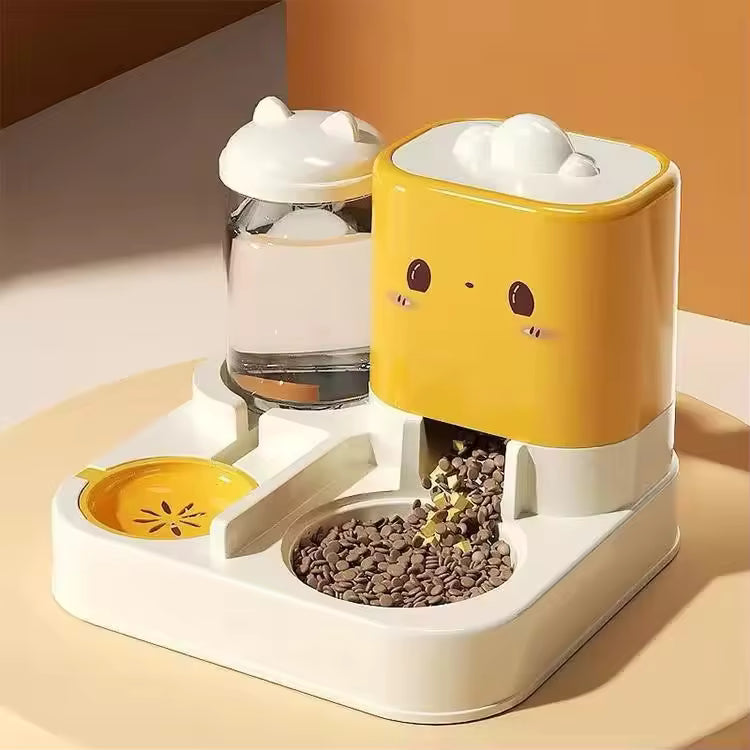 Cartoon Cat and Dog All-in-One Pet Food Water Bowl New Eco-Friendly Automatic Feeder